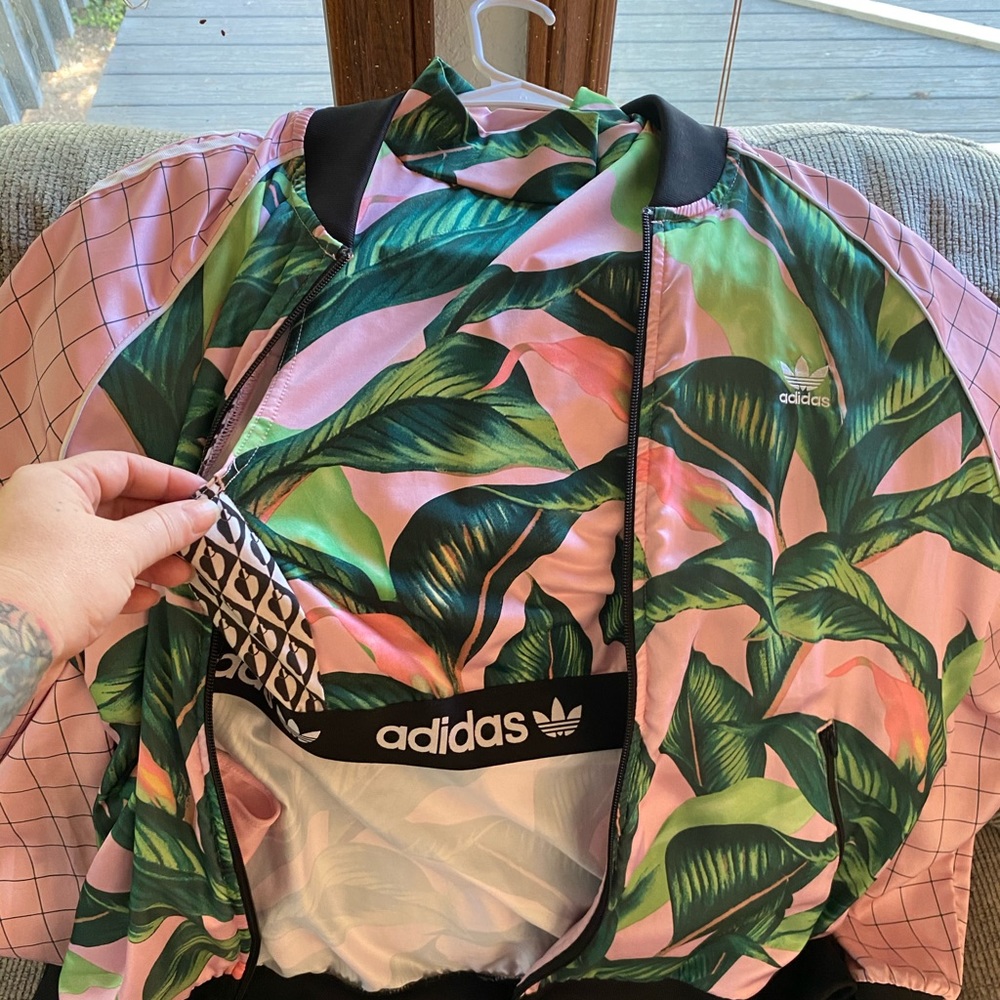 Adidas farm big leaf pink tracksuit set